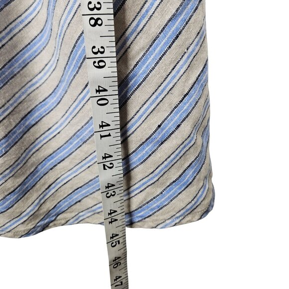 Lands End‎ Womens Striped Sleeveless Linen Dress Keyhole Back Pockets L Tall - Picture 7 of 11